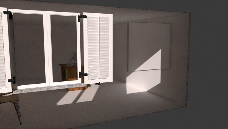 Rough test render of a hole in the wall