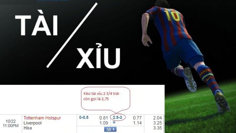 Ví dụ về kèo Tài Xỉu 2.75 trong môn thể thao vua Ví dụ về kèo Tài Xỉu 2.75 trong môn thể thao vua